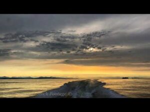 CA019 Salish Sea Boat Wake Sunset, BC, CA.